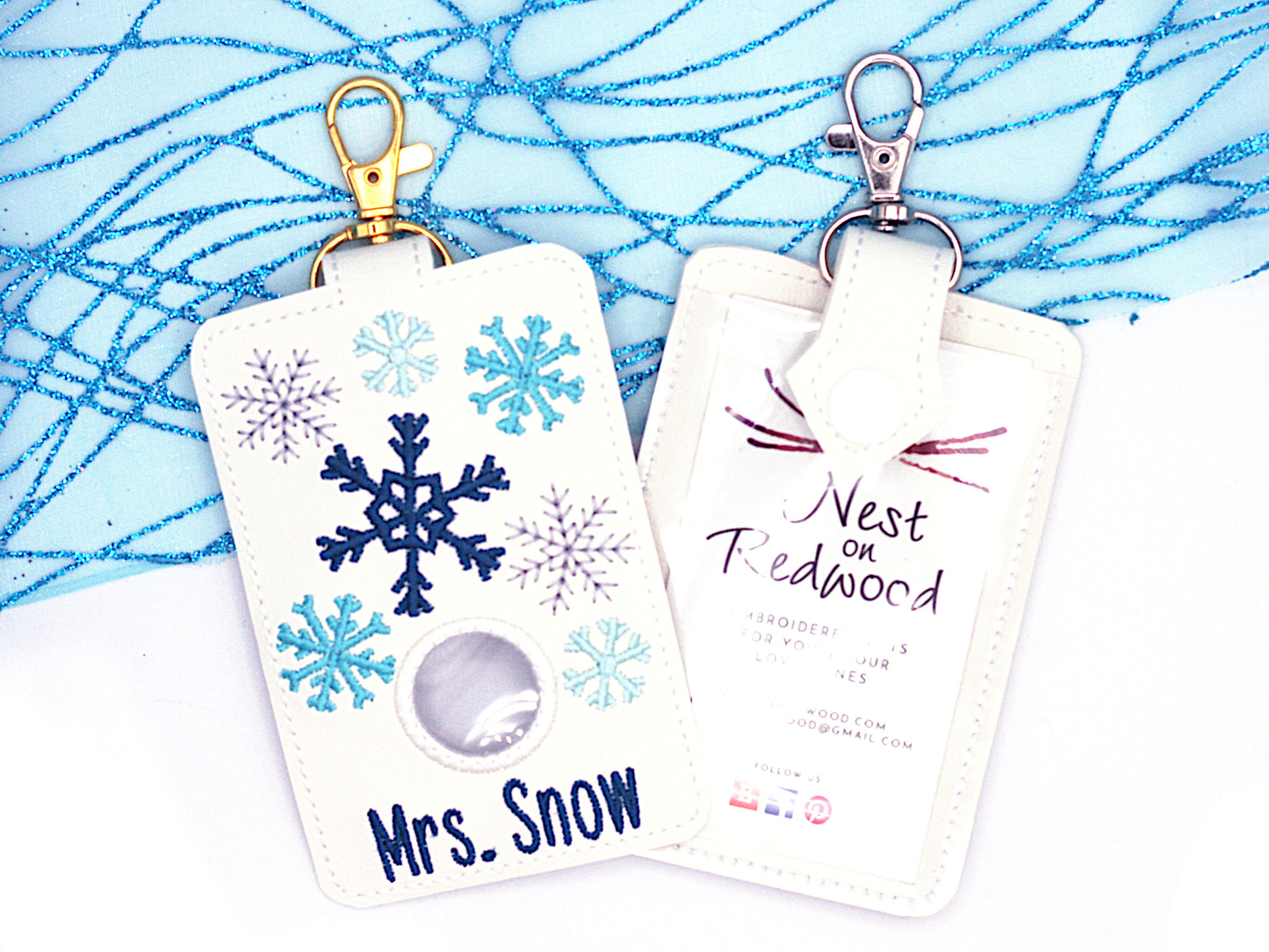 Personalized Snowflake Alarm Badge ID Card Holder