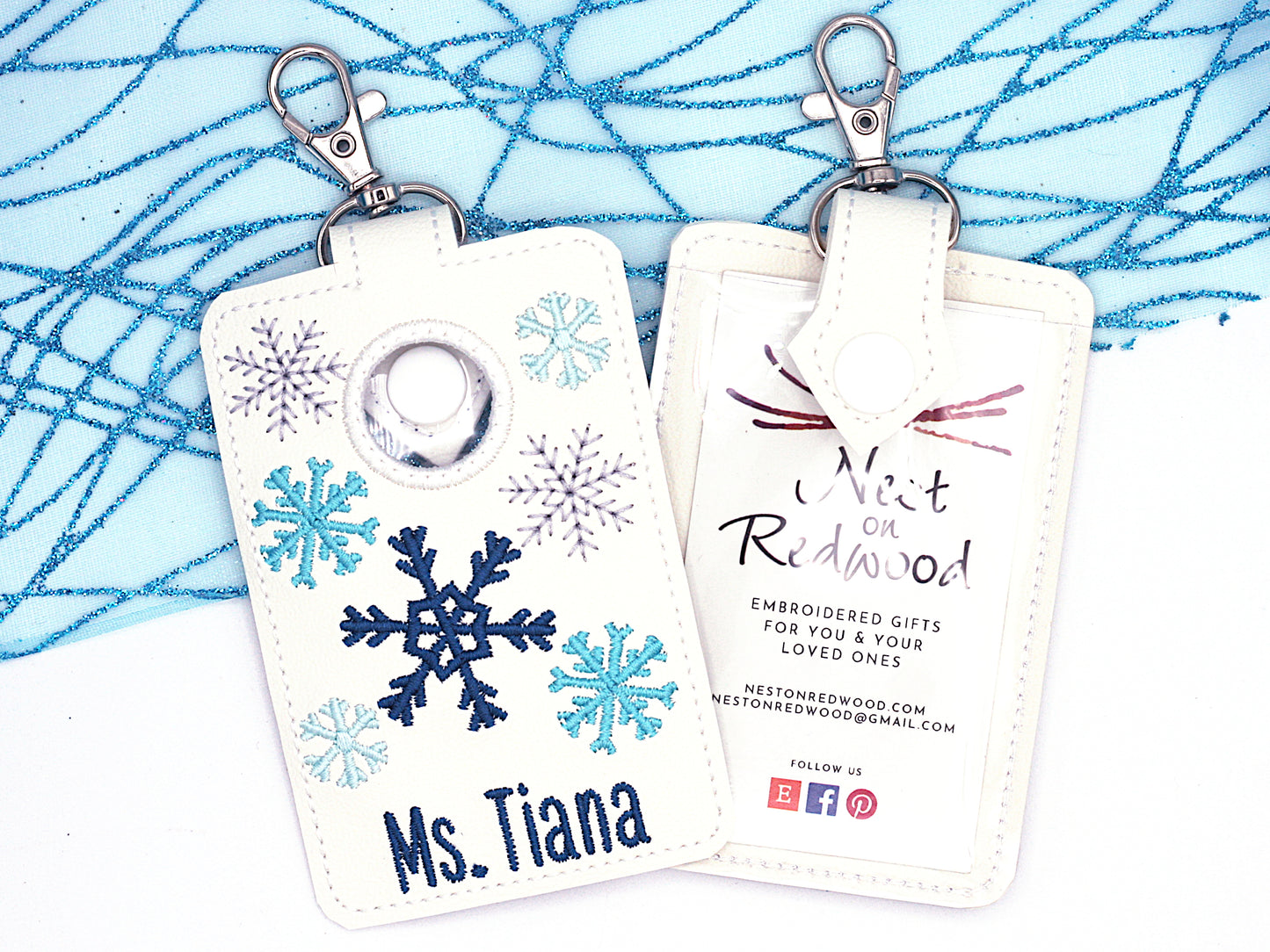 Personalized Snowflake Alarm Badge ID Card Holder
