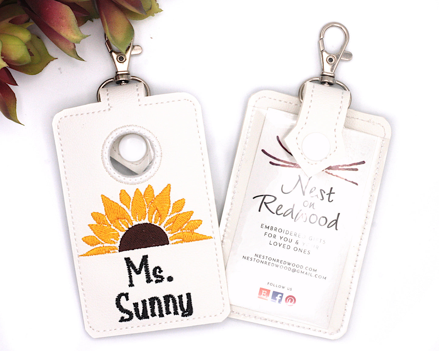 Personalized Sunflower Vertical Alarm Badge ID Card Holder