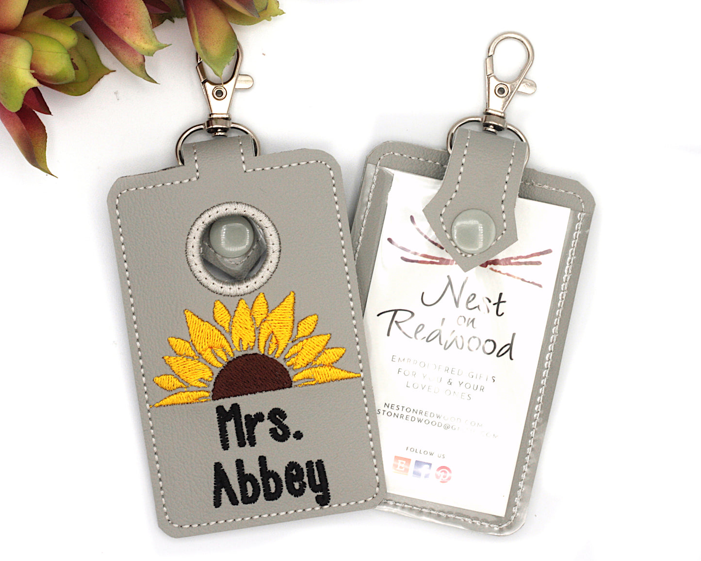 Personalized Sunflower Vertical Alarm Badge ID Card Holder