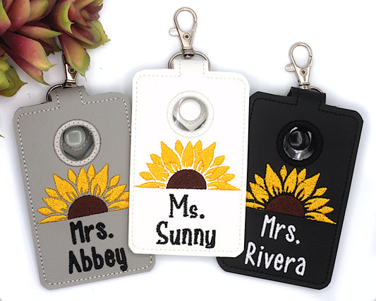Personalized Sunflower Vertical Alarm Badge ID Card Holder