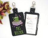 Personalized Books and Coffee Vertical Badge ID Card Holder
