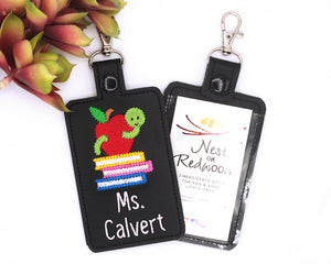 Personalized Bookworm Vertical Badge ID Card Holder