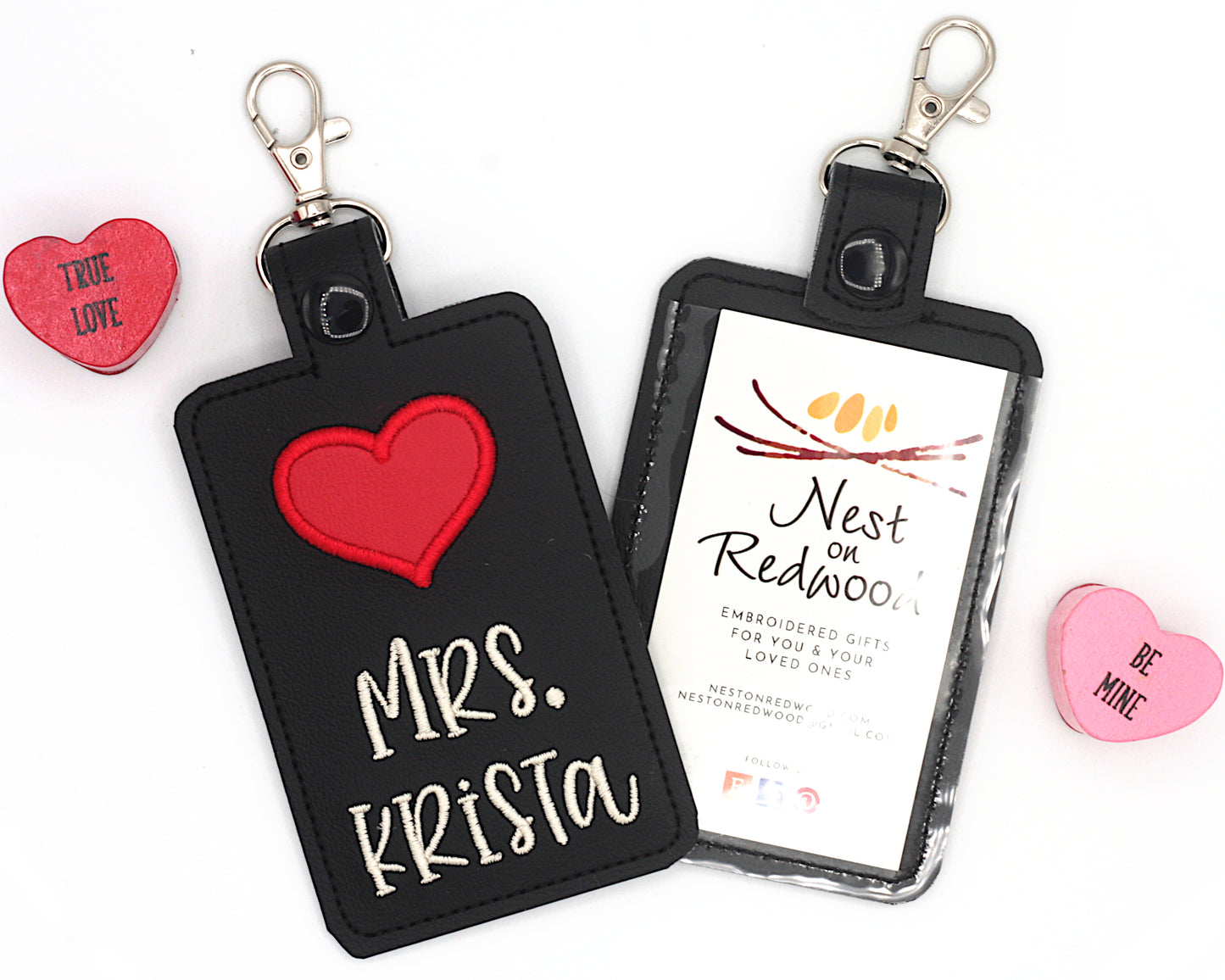 Personalized Heart Vertical Badge ID Card Holder