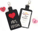 Personalized Heart Vertical Badge ID Card Holder