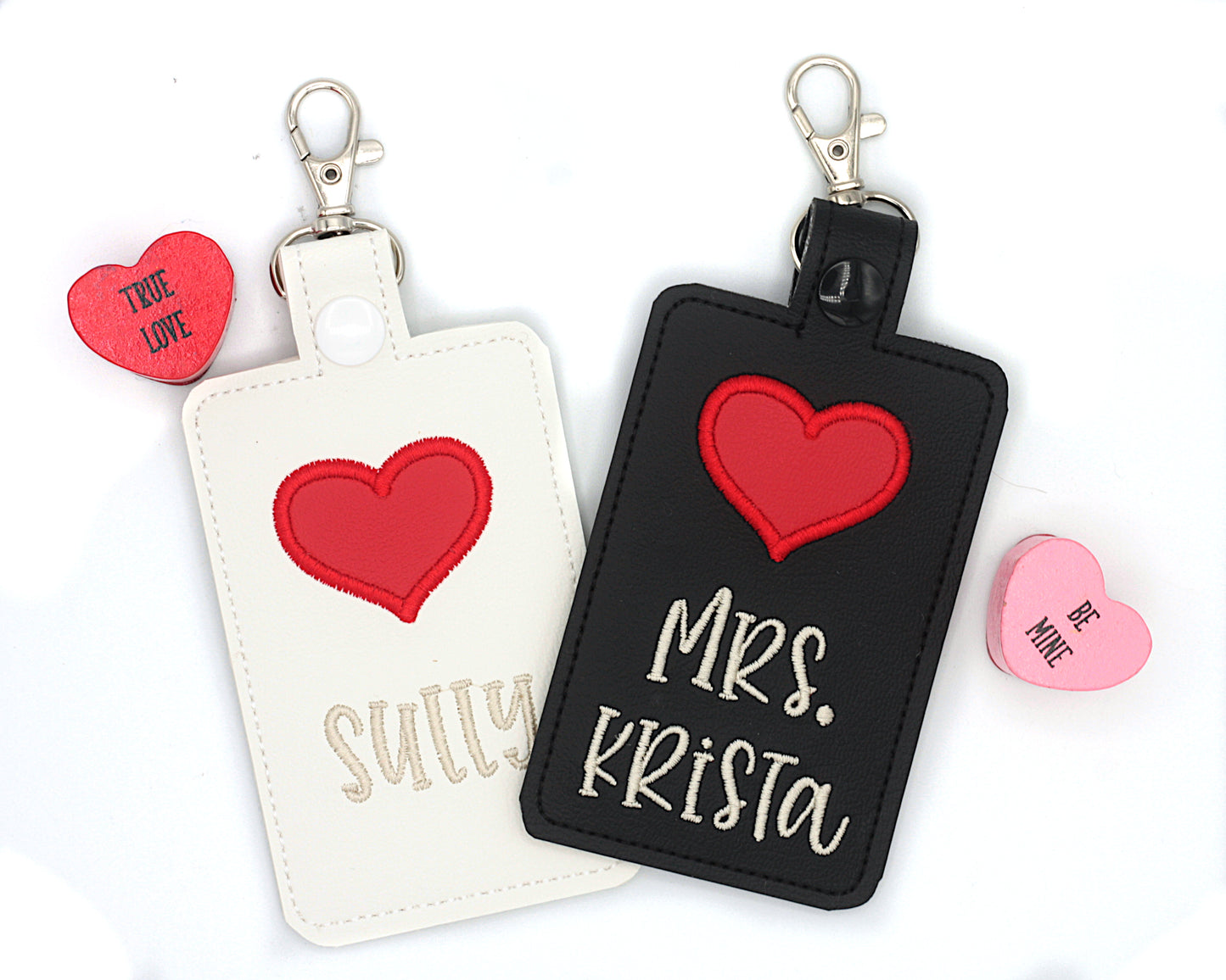 Personalized Heart Vertical Badge ID Card Holder