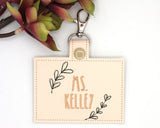 Leaves Frame Horizontal Badge ID Card Holder with Leaves