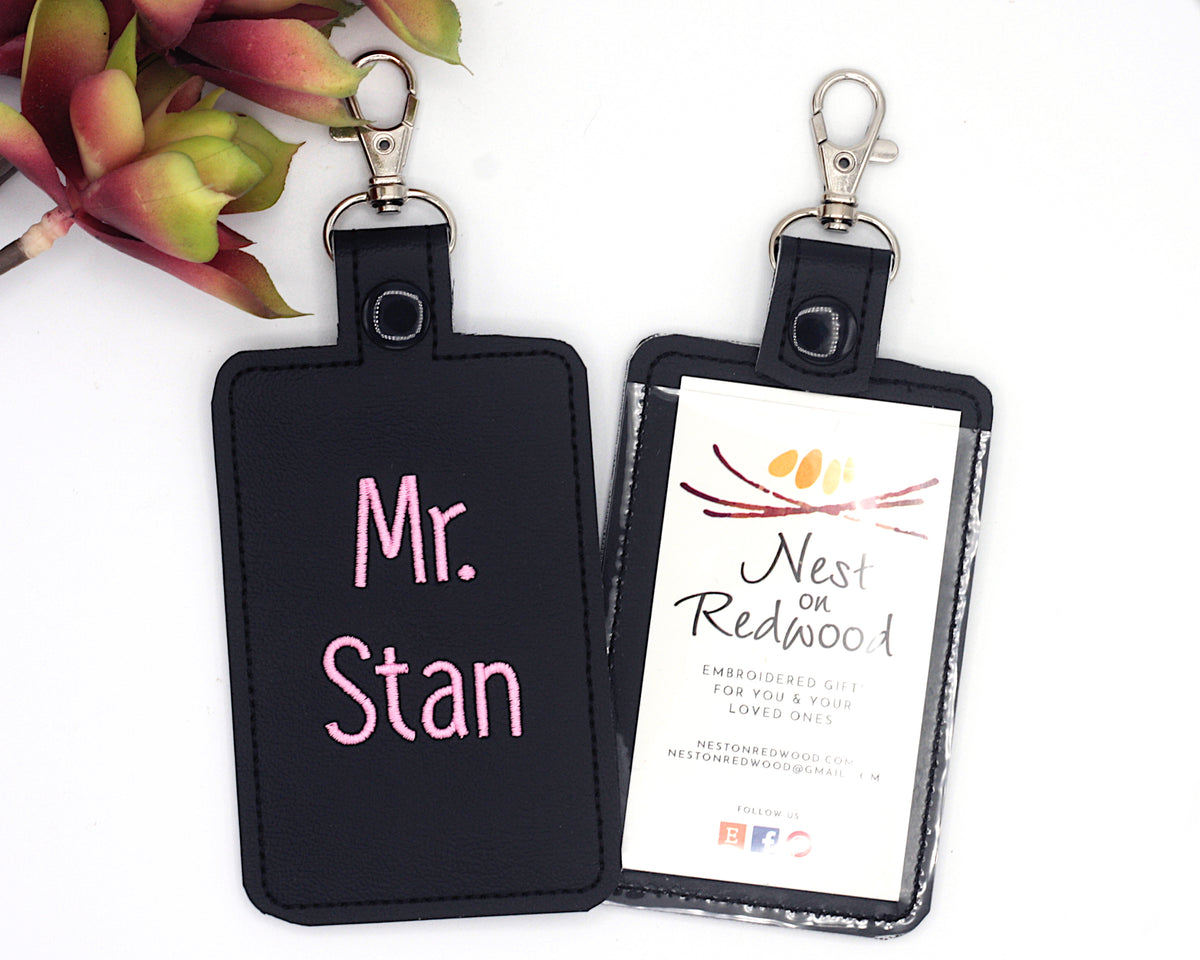 Custom Name Vertical Badge ID Card Holder