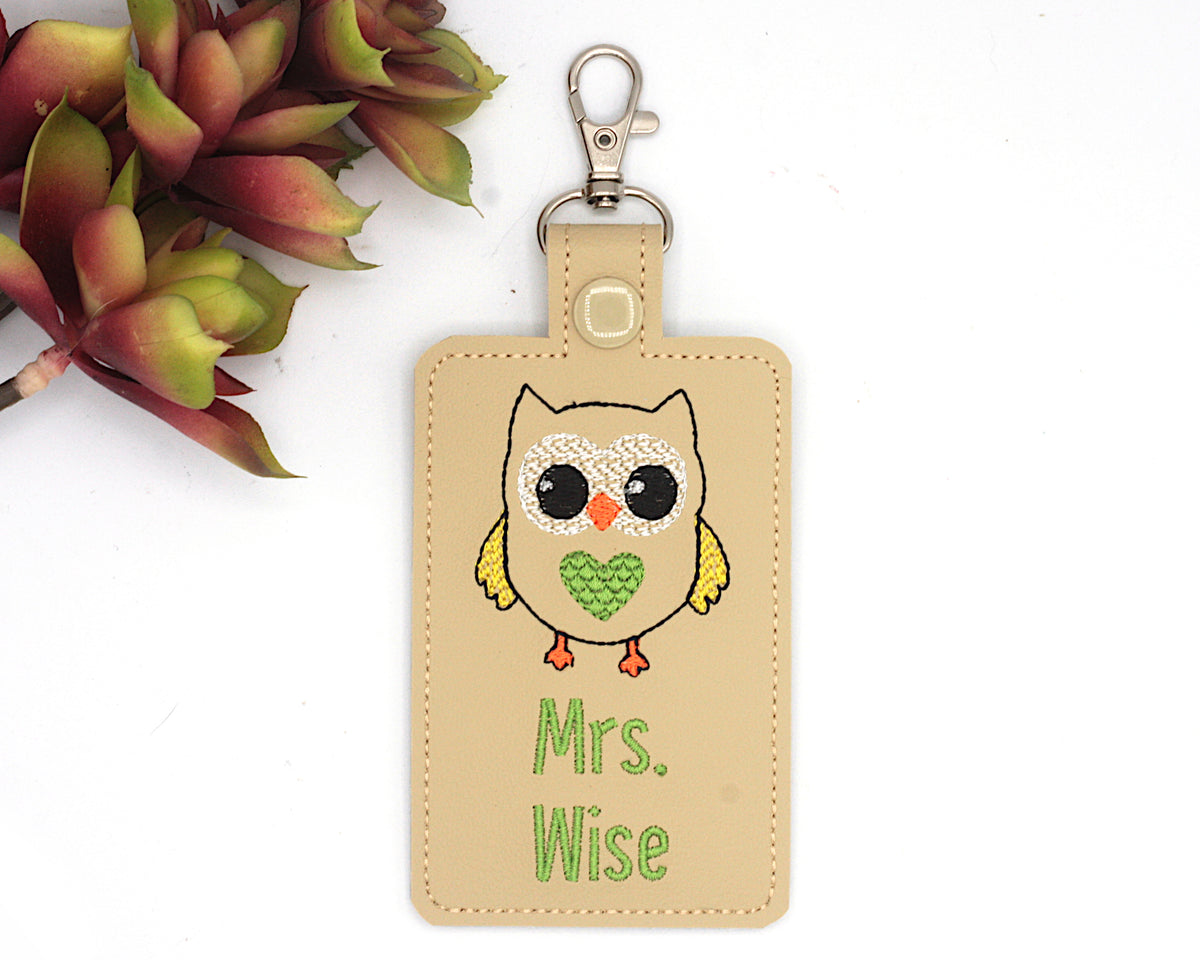 Personalized Owl Vertical Badge ID Card Holder