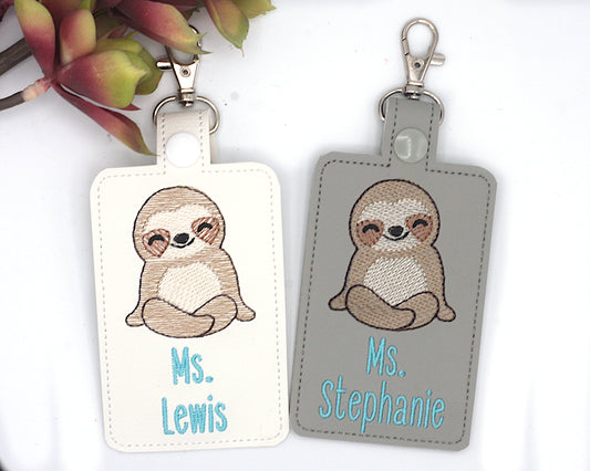 Personalized Sloth Vertical Badge ID Card Holder