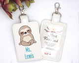 Personalized Sloth Vertical Badge ID Card Holder