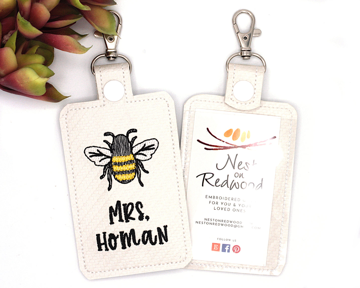 Personalized Bee Vertical Badge ID Card Holder