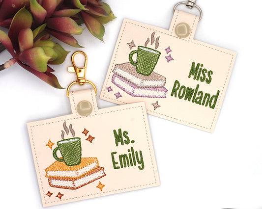 Personalized Books and Coffee Horizontal Badge ID Card Holder
