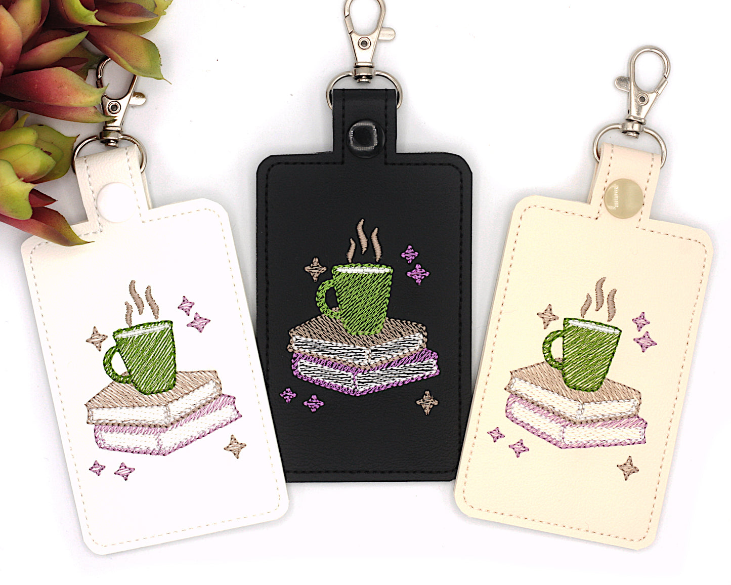 Books and Coffee Vertical Badge ID Card Holder