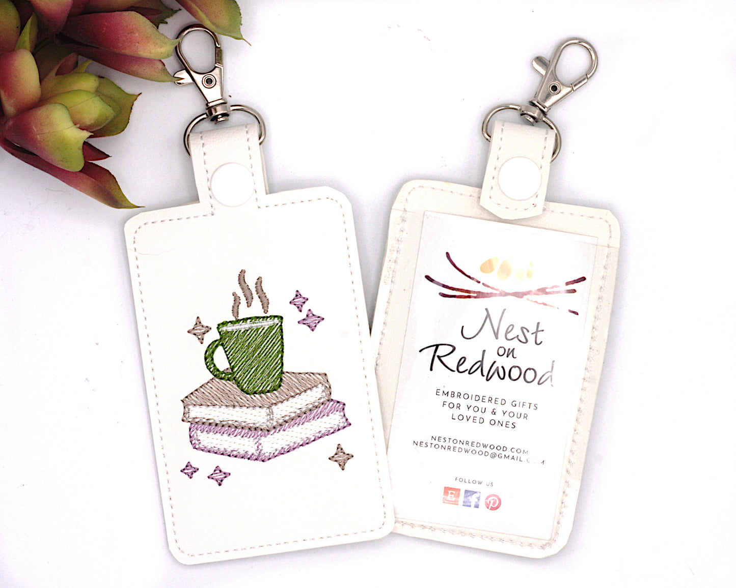 Books and Coffee Vertical Badge ID Card Holder