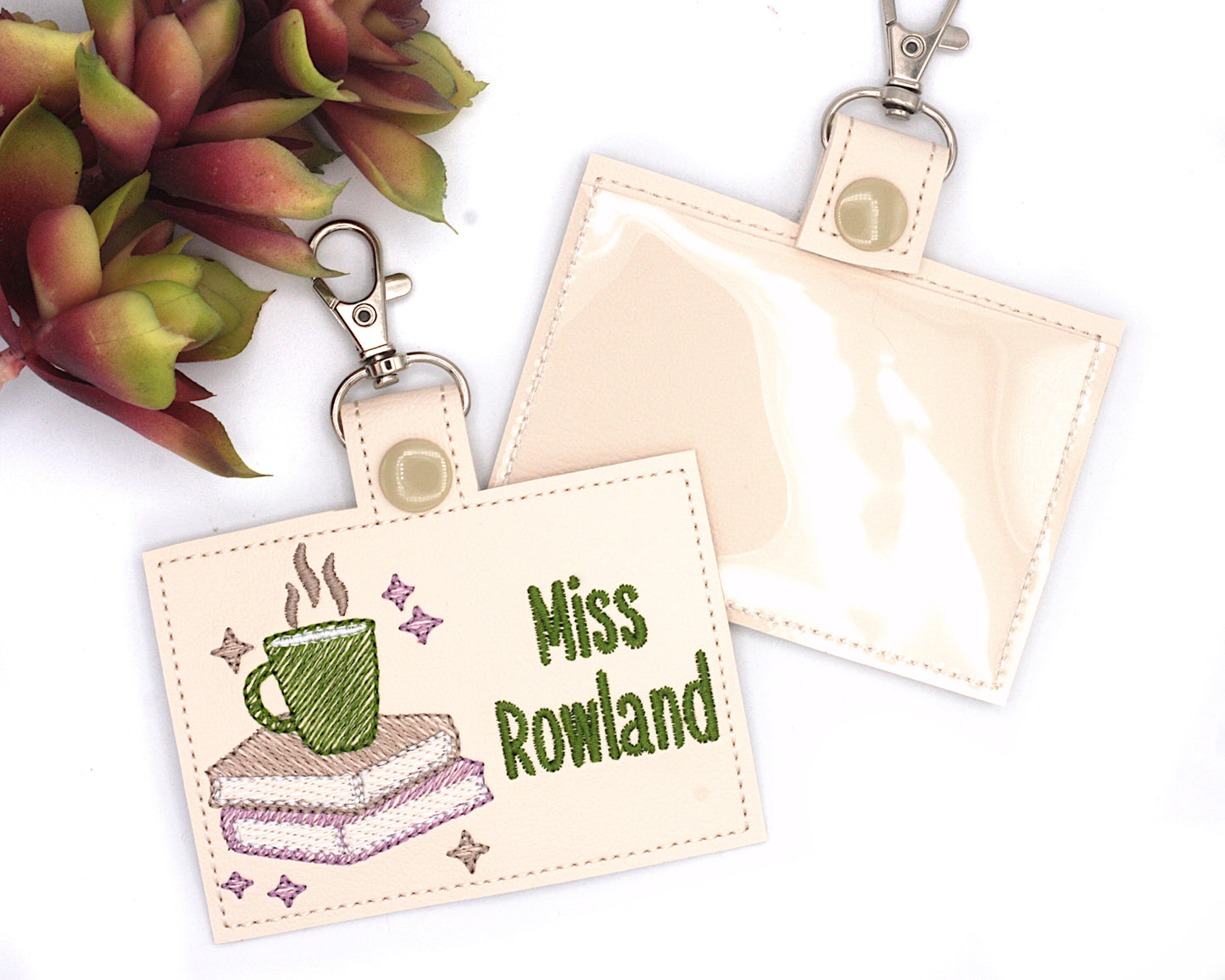 Personalized Books and Coffee Horizontal Badge ID Card Holder
