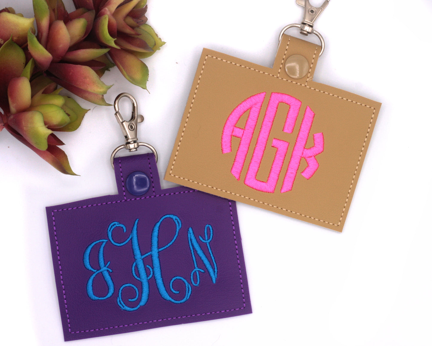 Monogram Initials Horizontal Badge ID Card Holder