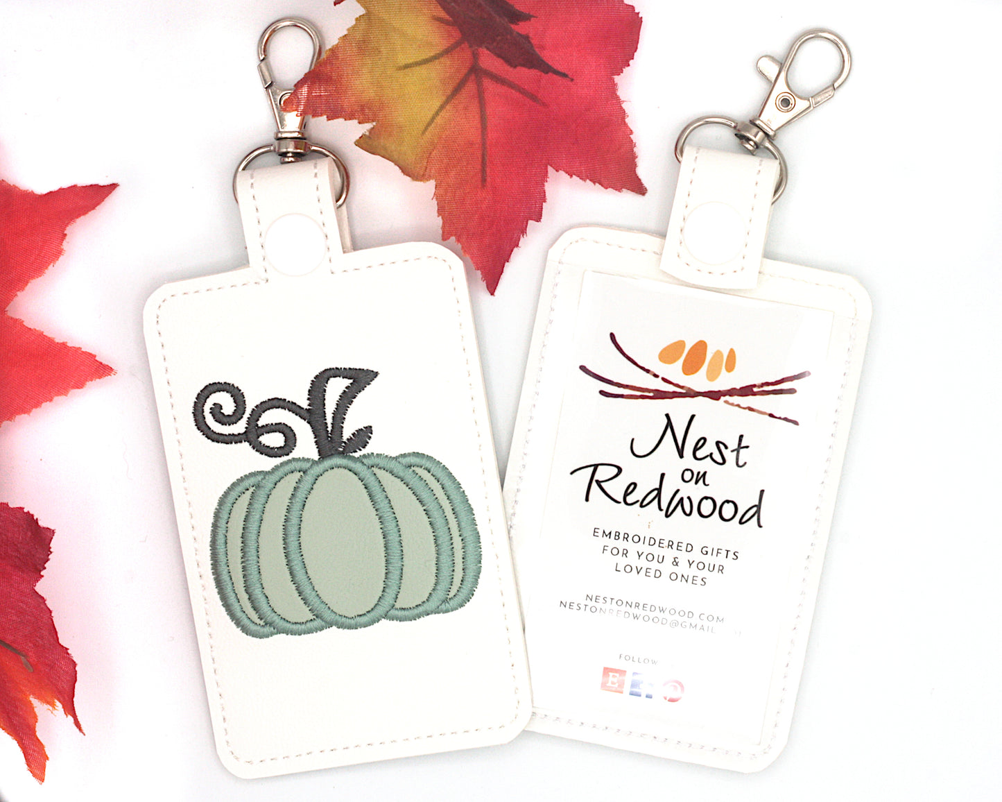 Pumpkin Vertical Badge ID Card Holder