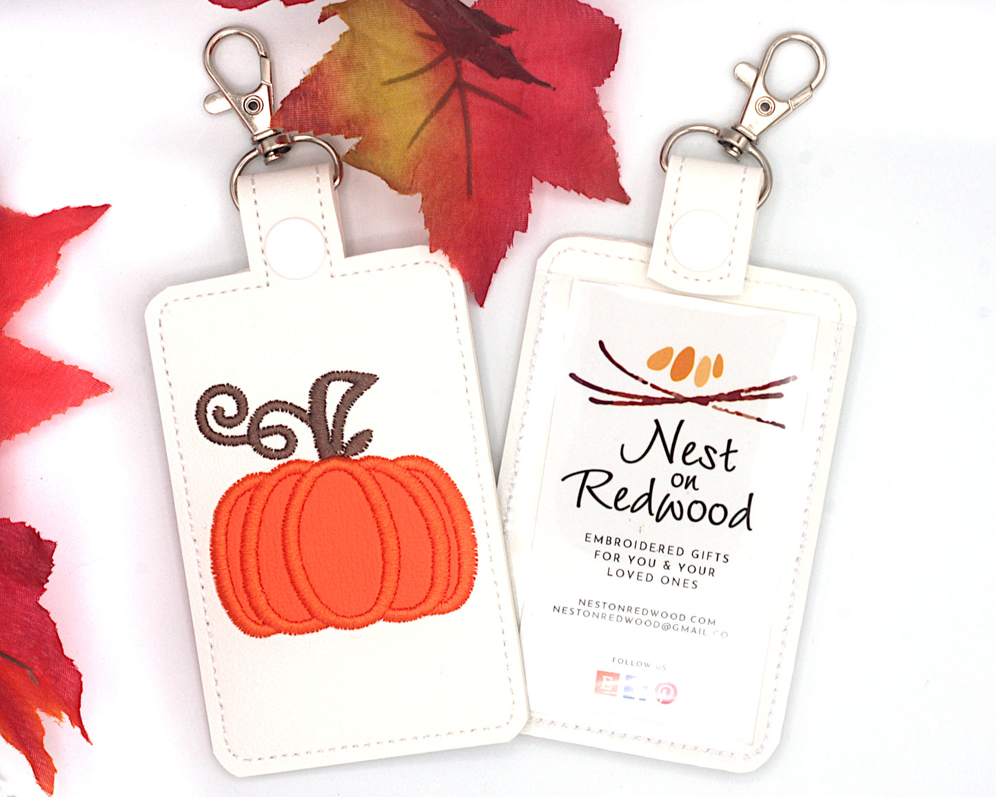 Pumpkin Vertical Badge ID Card Holder