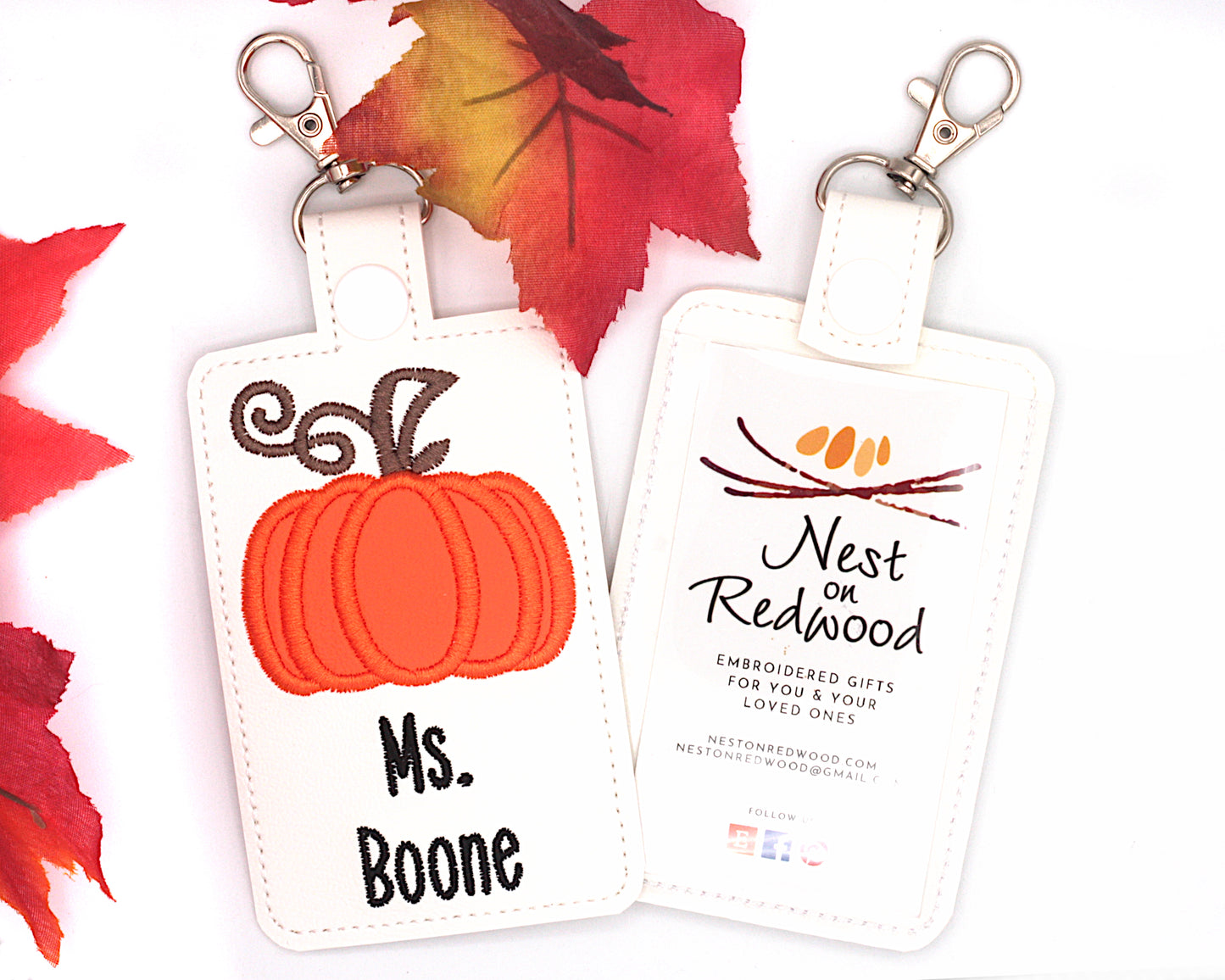 Personalized Pumpkin Badge ID Card Holder