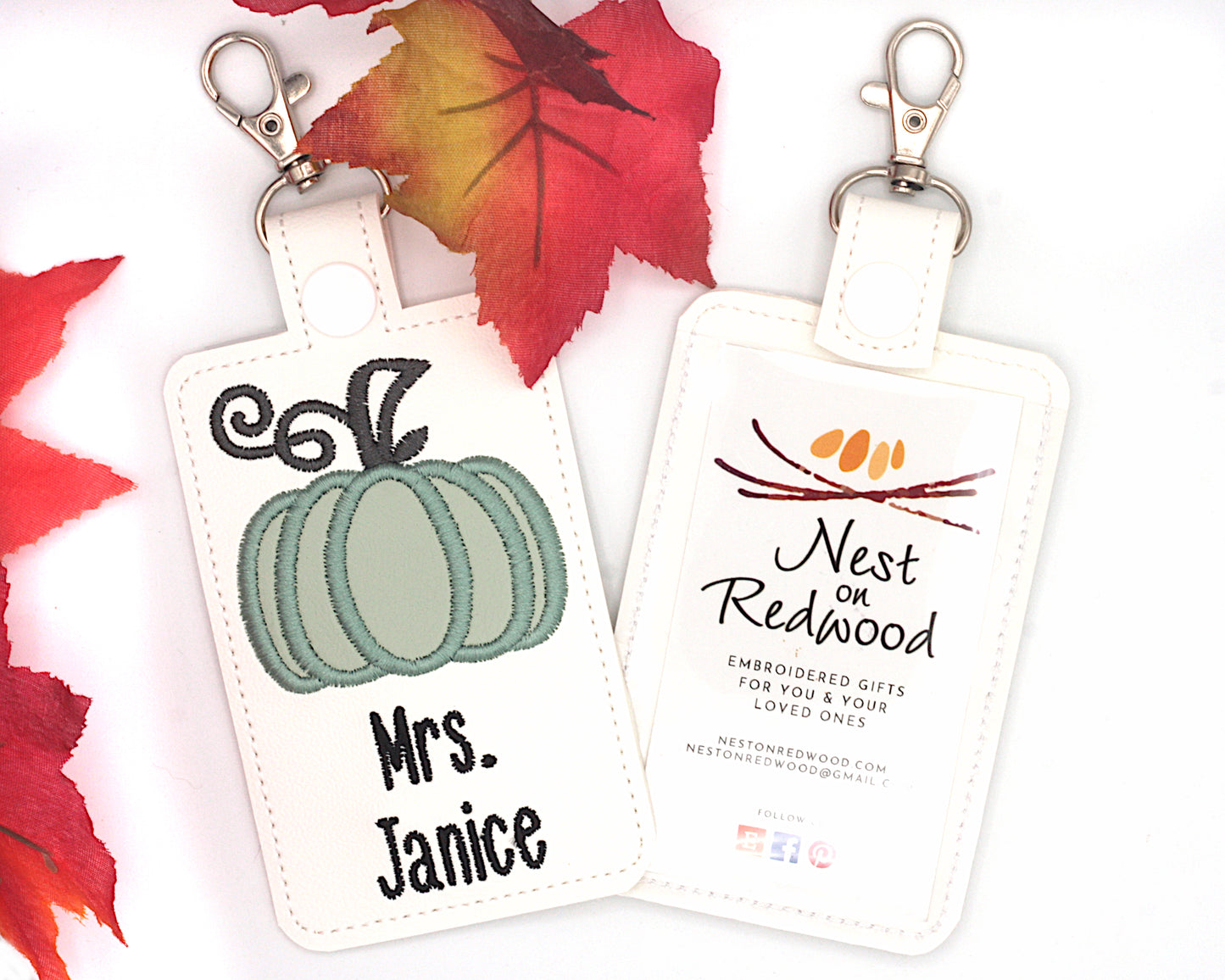 Personalized Pumpkin Badge ID Card Holder
