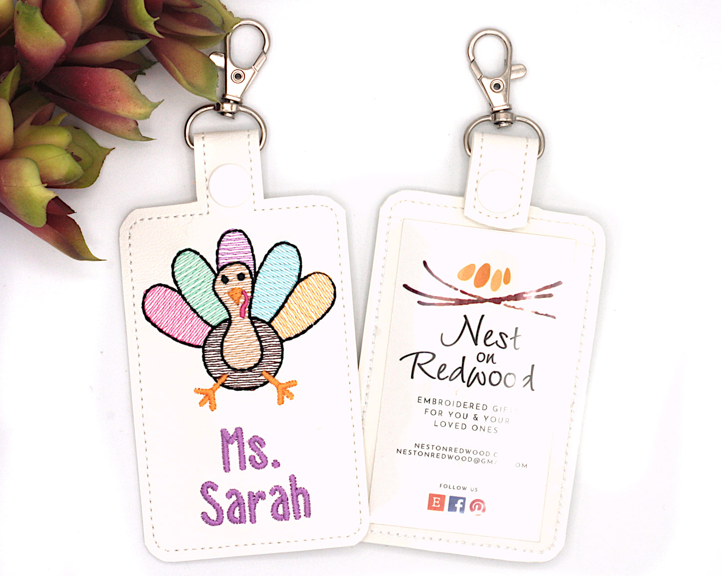 Personalized Turkey Vertical Badge ID Card Holder