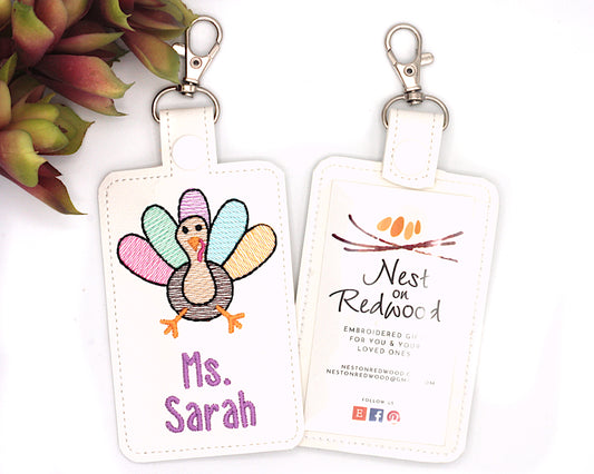 Personalized Turkey Vertical Badge ID Card Holder