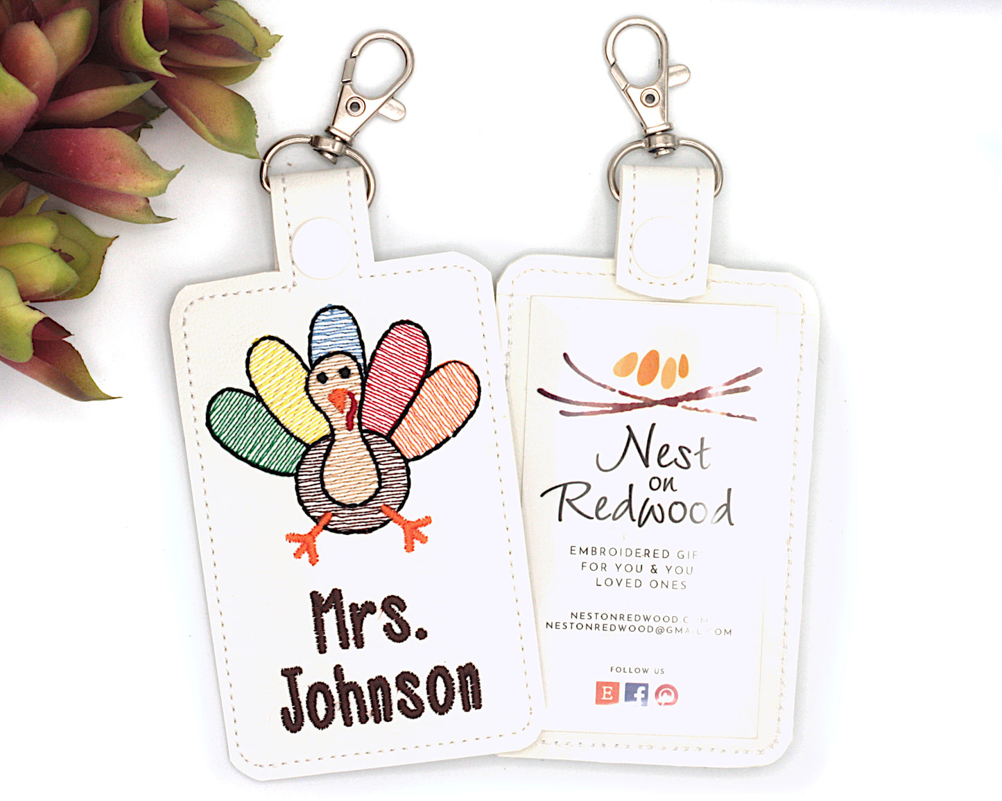 Personalized Turkey Vertical Badge ID Card Holder