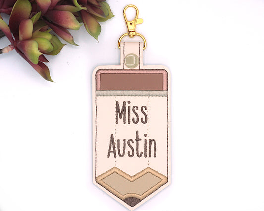 Personalized Neutral Pencil Vertical Badge ID Card Holder