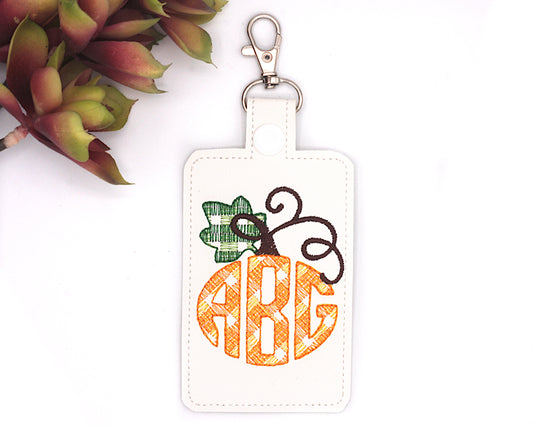 Personalized Pumpkin Monogram Badge ID Card Holder