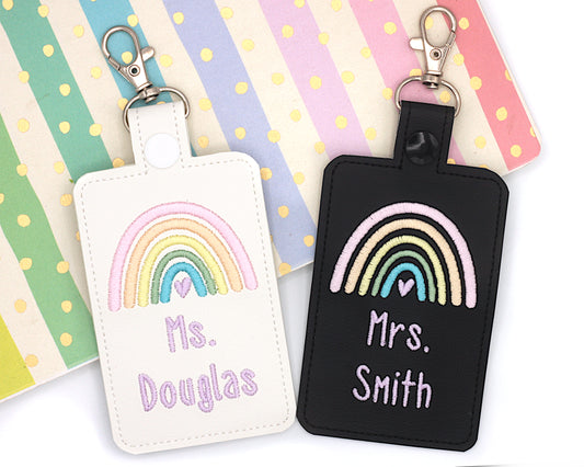 Personalized Pastel Rainbow ID Badge Holder
