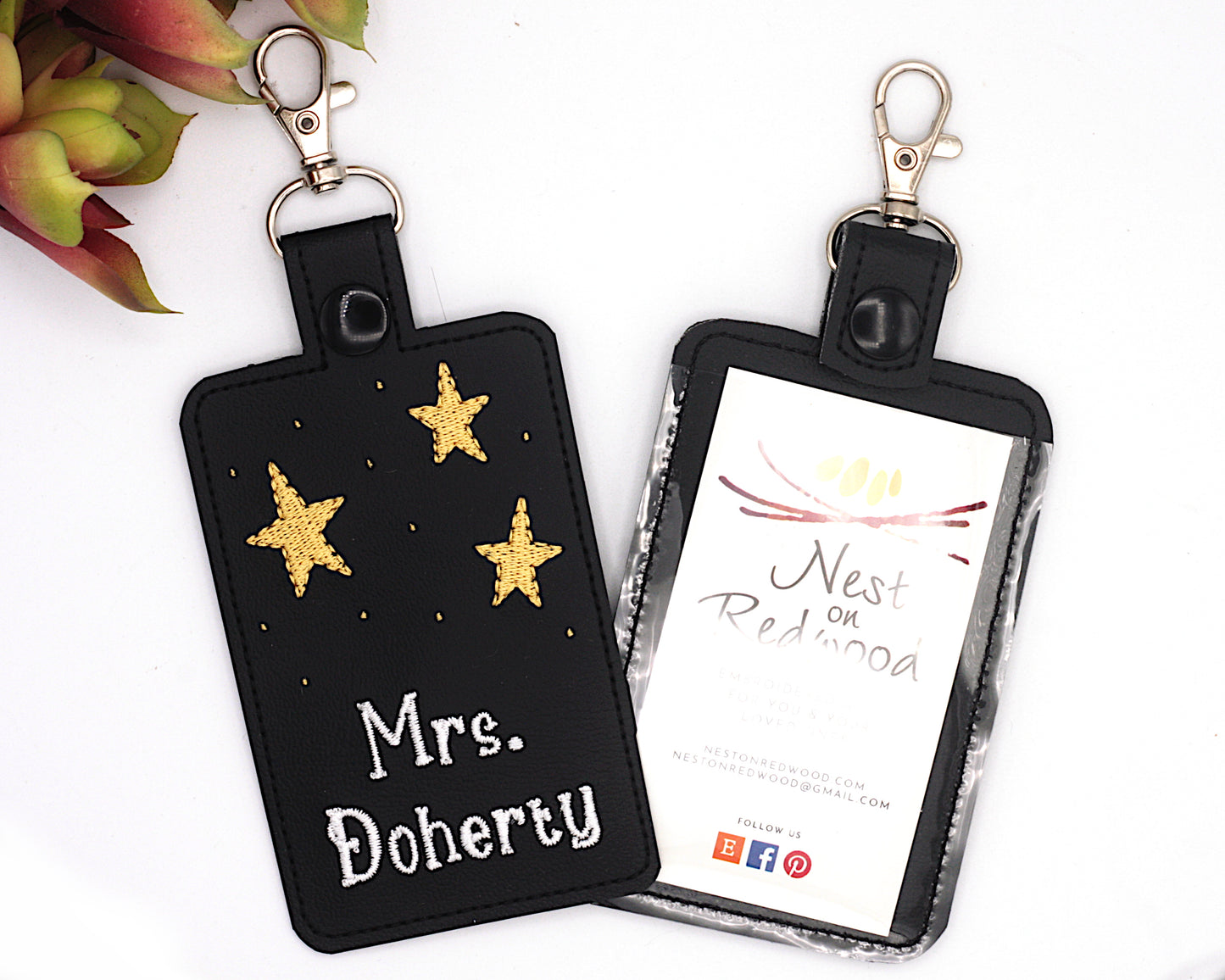 Personalized Stars Vertical Badge ID Card Holder