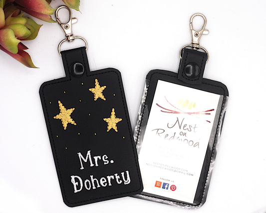 Personalized Stars Vertical Badge ID Card Holder