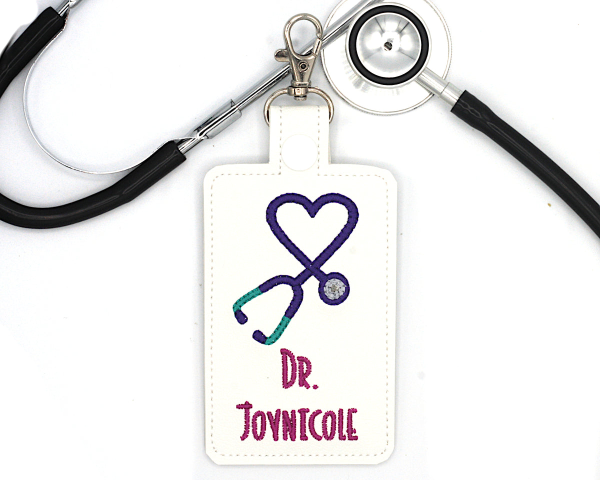Personalized Stethoscope Vertical Badge ID Card Holder