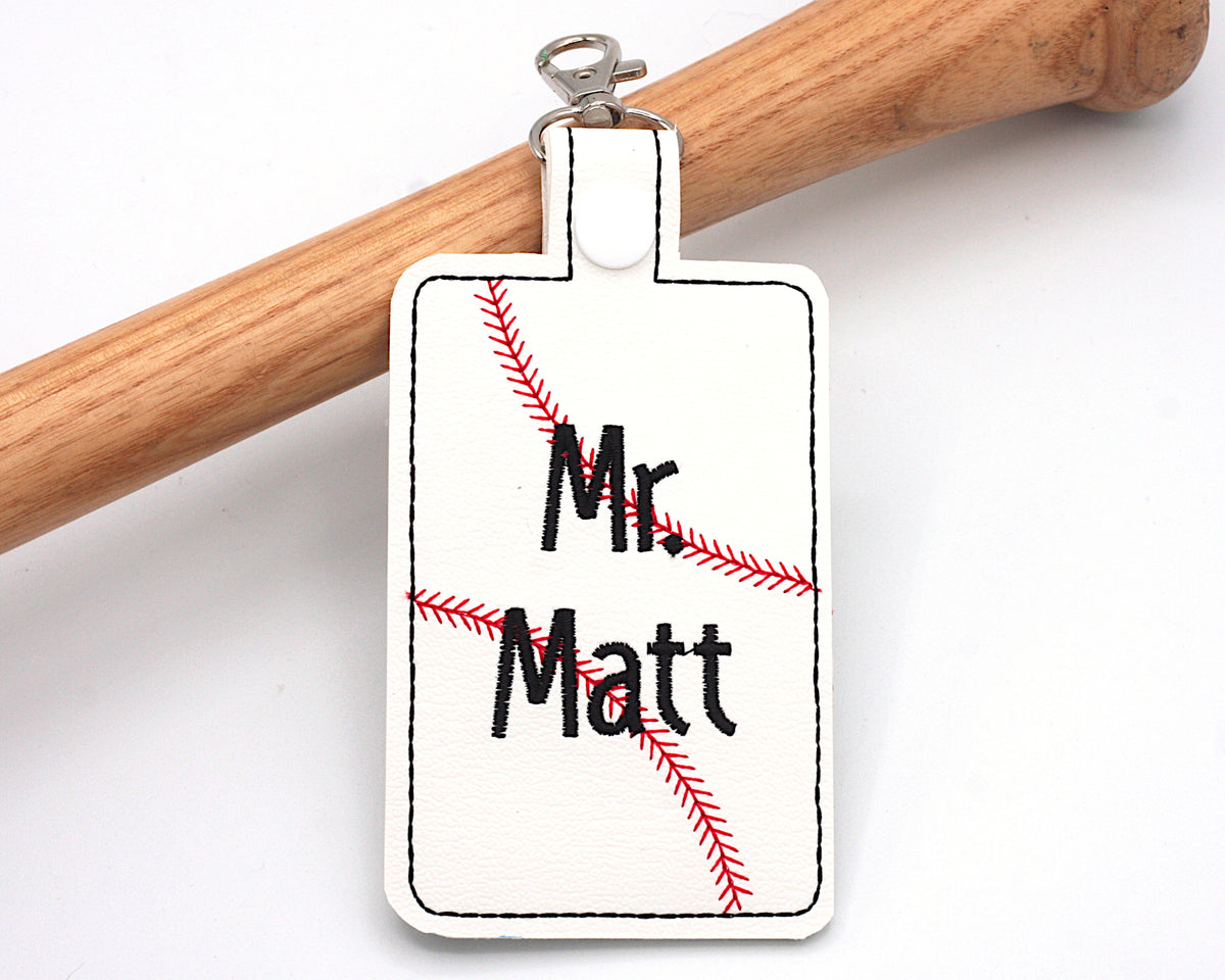 Personalized Baseball Vertical Badge ID Card Holder