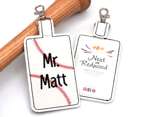 Personalized Baseball Vertical Badge ID Card Holder