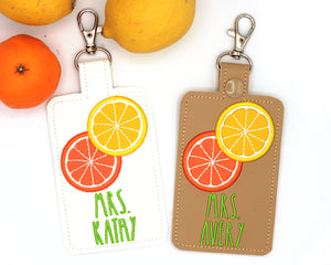Personalized Orange and Lemon Vertical Badge ID Card Holder