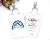 Blue Boho Rainbow with Leaves Vertical Badge ID Card Holder
