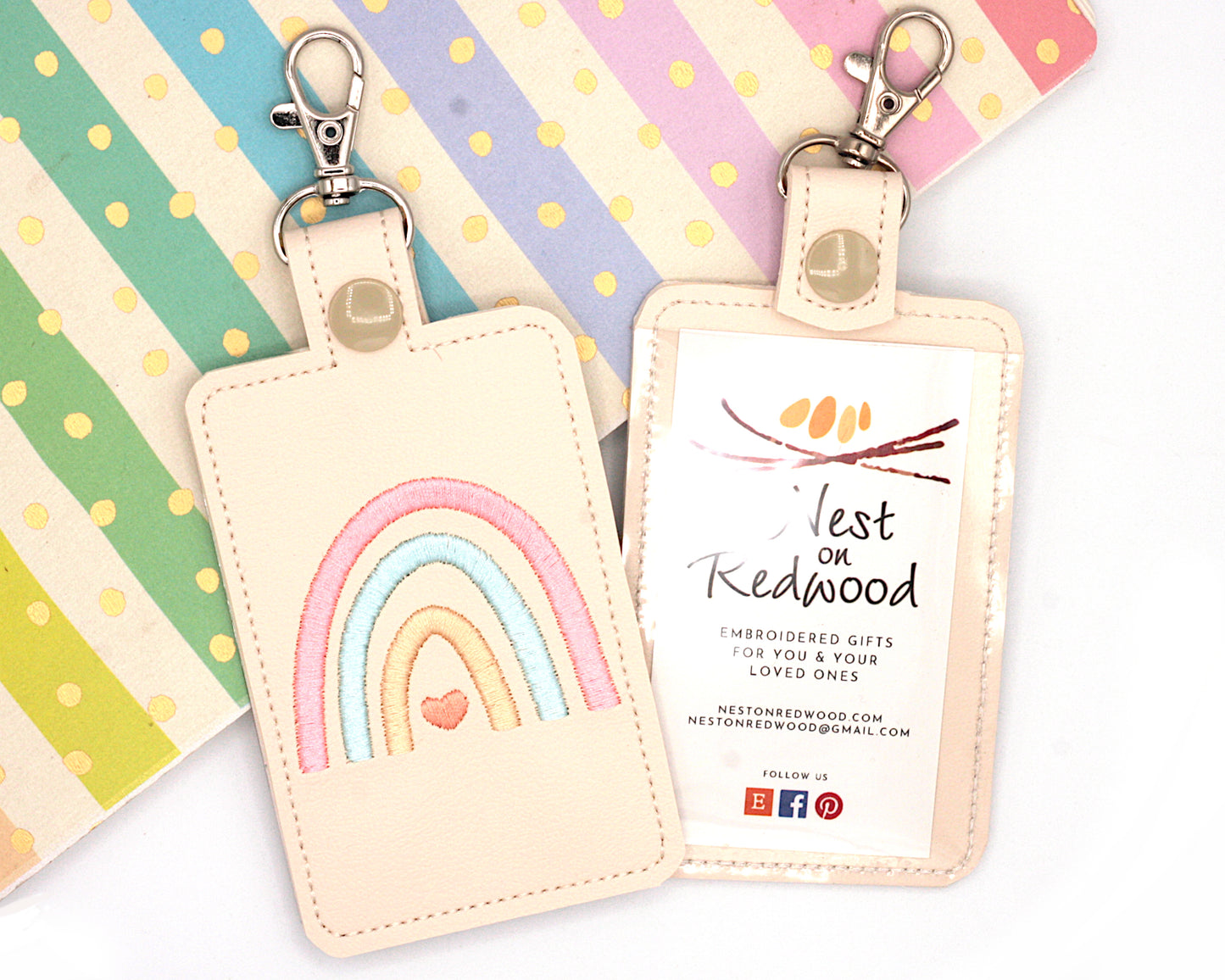 Boho Rainbow Vertical Badge ID Card Holder