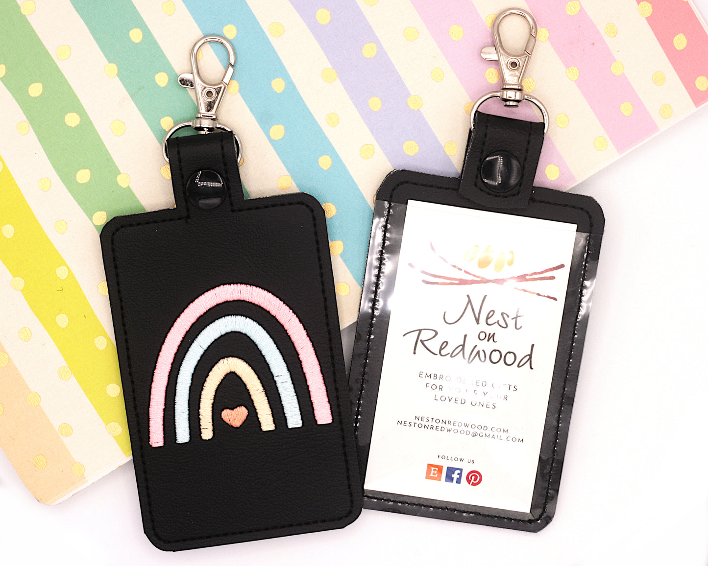 Boho Rainbow Vertical Badge ID Card Holder