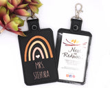 Personalized Neutral Boho Rainbow Vertical Badge ID Card Holder