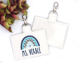 Blue Boho Rainbow with Leaves Horizontal Badge ID Card Holder