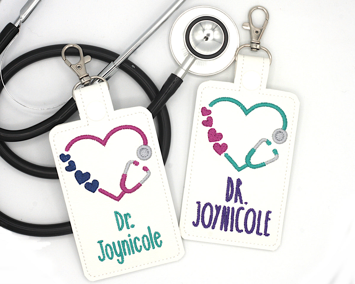 Personalized Stethoscope Vertical Badge ID Card Holder