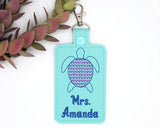 Personalized Turtle Vertical Badge ID Card Holder