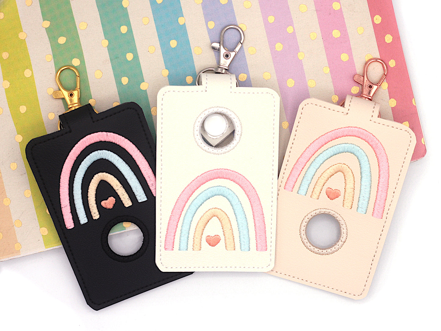 Boho Rainbow Pink & Blue Vertical Alarm Badge ID Card Holder