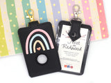Boho Rainbow Pink & Blue Vertical Alarm Badge ID Card Holder