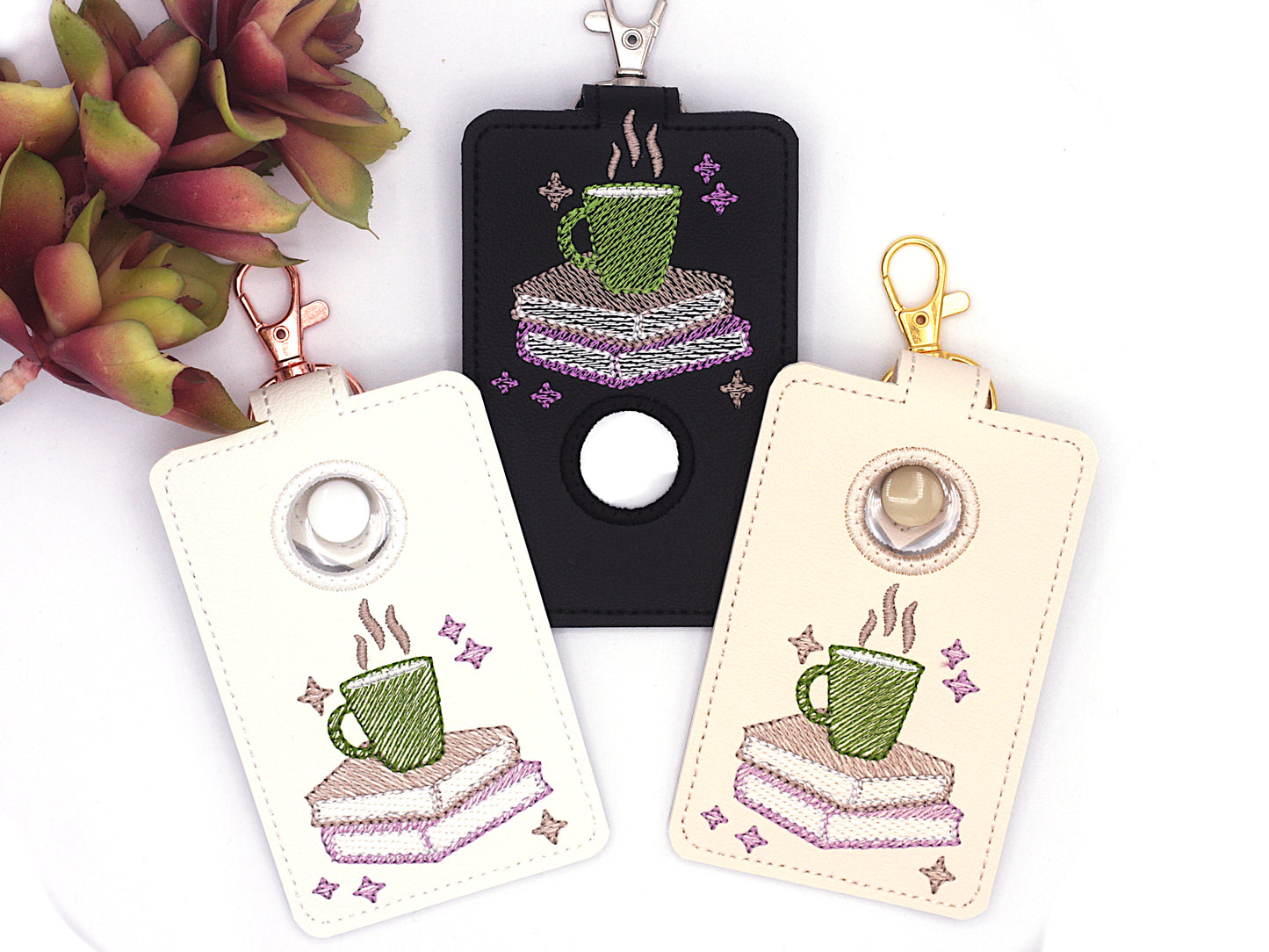 Books and Coffee Vertical Alarm Badge ID Card Holder