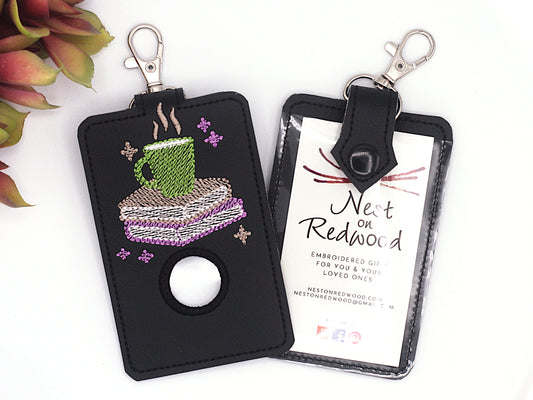 Books and Coffee Vertical Alarm Badge ID Card Holder