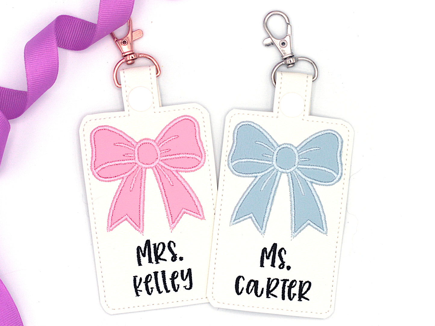 Personalized Bow Vertical Badge ID Card Holder