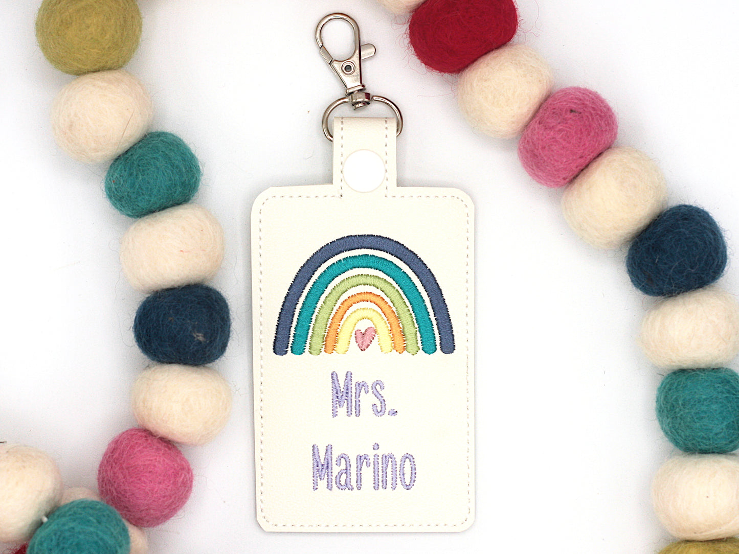 Personalized Multicolored Rainbow Vertical Badge ID Card Holder